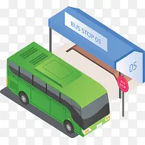 绿色城市公交汽车