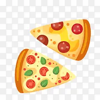 红黄色两块三角形披萨