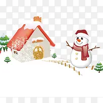 冬季圣诞雪人房屋