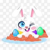 复活节的兔子与彩蛋的矢量素材