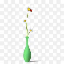 花朵花瓶七星瓢虫