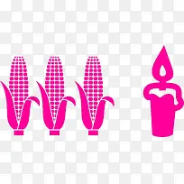 感恩节玉米蜡烛矢量标志图片