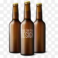 3个棕色啤酒瓶设计矢量素材