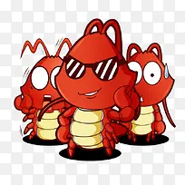 可爱红色小龙虾餐饮装饰