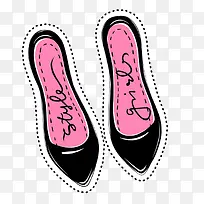 粉色鞋垫的黑色女士鞋