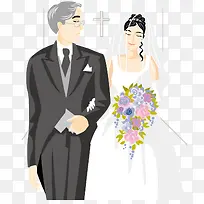 教堂举行婚礼矢量
