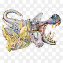 河马犀牛合集素材图片