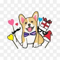 手绘柯基犬