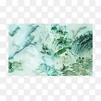 绿色山水大理石背景墙