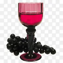 紫色葡萄和酒杯