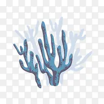 矢量卡通深色海藻树枝海底世界珊