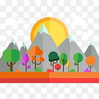 矢量彩色风景