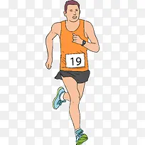 马拉松慢跑的卡通男人