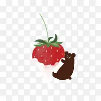 矢量草莓和小熊
