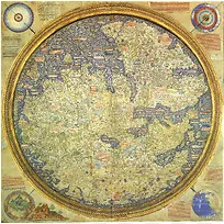 复古圆形里的世界地图