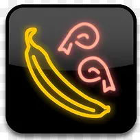 香蕉卡通霓虹灯风格图标透明