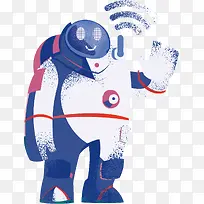 手绘外太空机器人宇航员插画设计