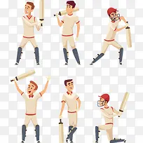 六个打棒球的人矢量图