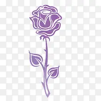 手绘淡紫色玫瑰花设计