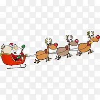 矢量卡通圣诞老人与鹿