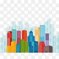 彩色城市建筑物矢量图