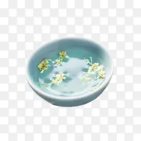 蓝色器皿桂花花茶