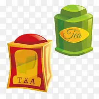 红茶和绿茶矢量素材