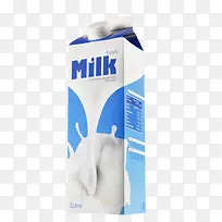 蓝白色带英文字母包装的牛奶实物