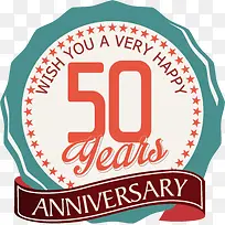 50周年纪念标签矢量图