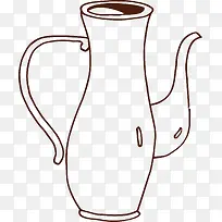 线描茶壶