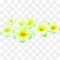 春天手绘黄绿色漂浮花朵