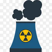 蓝色扁平核工厂污染