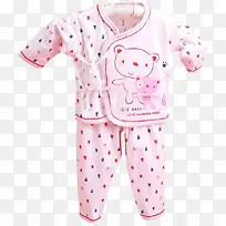 粉红色长袖宝宝婴儿纯棉内衣套装