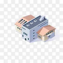 灰红色仓库建筑模型