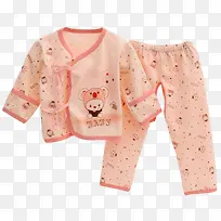 女童粉色长袖和尚服婴儿内衣套装