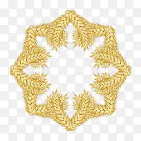丰收金色八角形小麦穗中空边框
