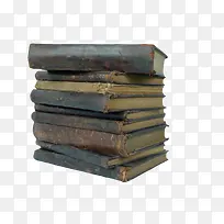 黑色皮质破旧堆起来的书实物