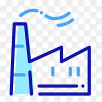蓝色手绘线稿工厂元素
