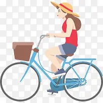 骑自行车的少女