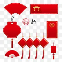 红色的喜庆中国元素图
