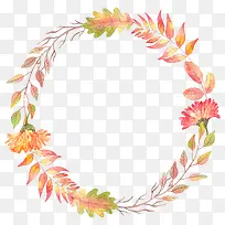 手绘清新花草花环