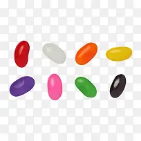 彩色胶囊状的糖果排列着
