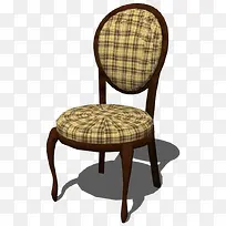 中式单椅格子布垫休闲凳子