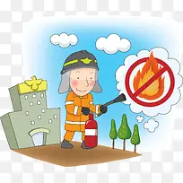 卡通紧急救火消防站