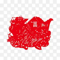 2017红色福字剪纸矢量图