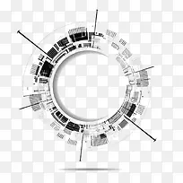 黑白抽象圆环背景图