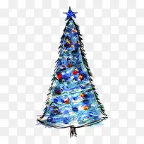 蓝色色彩艳丽的圣诞树