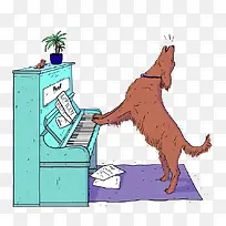 卡通弹钢琴小狗