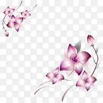优雅紫色花朵对角花卉装饰