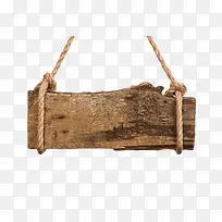 深棕色大麻绳挂着的木板实物